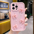 Case compatible con iPhone 13 |Protección con Relieve de Lazos y Perlas