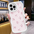 Case "Candy Stripes" | Protector Wavy con Estampado de Lazos Rosas